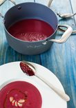 Baked beetroot soup with cranberries and balsamic vinegar